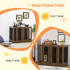 Large Furniture Style Dog Crate with Removable Panel, End Table with Two Rooms Design and Two Front Doors, Walnut, 47" x 23.5" x 35"