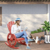 Adirondack Rocking Chair with Slatted Design and Oversize Back for Porch, Poolside, or Garden Lounging, Red