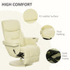 Manual Recliner, Swivel Lounge Armchair with Side Pocket, Footrest and Cup Holder for Living Room, Cream White