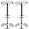 Adjustable Bar Stools Set of 2, Modern Swivel Barstool with Footrest, Stainless Steel Round Top for Kitchen and Dining Room, Silver