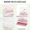 2-Level Small Animal Cage Rabbit Hutch with Wheels, Removable Tray, Platform and Ramp for Bunny, Chinchillas, Ferret, Pink