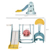 5 in 1 Kids Slide and Swing Set with Basketball Hoop Football Goal Water-fillable Base Toddler Playground Activity Center Indoor Exercise Toy