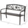 50" Vintage Animal Pattern Garden Cast Iron Patio Bench, Outdoor Furniture Loveseat Chair with Backrest and Armrest for Lawn, Porch, Brown