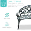 Garden Bench Loveseat with Floral Rose Style, Cast Aluminum Frame for Outdoor, Patio, Park, Deck, Antique Green