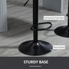 Bar Stools, Bar Stools with Backs, Foot Rest, Round Base and Soft Upholstery for Kitchen, Bar, Swivel Bar Stools, Black