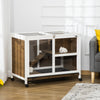 Rabbit Hutch Indoor, 2-Story Bunny Hutch, Wooden Guinea Pig Cage, Small Animal House, with Tray, Casters, Lockable Doors, Ramp, Brown