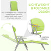 Folding Chaise Lounge Chair, Outdoor Recliner Furniture with Portable Design & 7 Adjustable Backrest Positions for Patio, Beach, Green