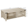Farmhouse Coffee Table with Drawer and Storage Open Shelf for Living Room, Oak