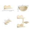 Cat Wall Shelves, with Hammock, Scratching Post, Steps, Platforms, Beige
