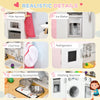 Corner Play Kitchen with Lights Sounds, Wooden Kids Kitchen Playset with Storage Cabinets, Ice Maker, Refrigerator, Washing Machine, Food Toys, Gift for Ages 3-6, White