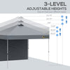 10' Pop Up Canopy Party Tent with 1 Sidewall, Rolling Carry Bag on Wheels, Adjustable Height, Folding Outdoor Shelter, Grey