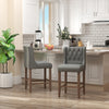 Bar Stools, Bar Stools with Backs, Rubberwood Legs for Kitchen, Bar, Counter Height Stools, Grey