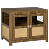 Dog Crate Furniture with Cushion, Dog Kennel End Table with Double Doors, Latch, Indoor Use, for Small and Medium-Sized Dogs, Walnut