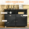 Sideboard Buffet Cabinet with Storage Drawers, Large Tabletop and Crossbar Side Design, Black