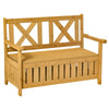 Wooden Outdoor Storage Bench 2-Person Backyard Patio Bench with Louvered Side Panels & Wood Build, Waterproof Frame, Yellow