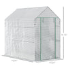 47" x 73"x 75" Walk-in Greenhouse, Outdoor Portable Plant Flower Growing Warm House with Roll-up Door and 4 Shelves, White