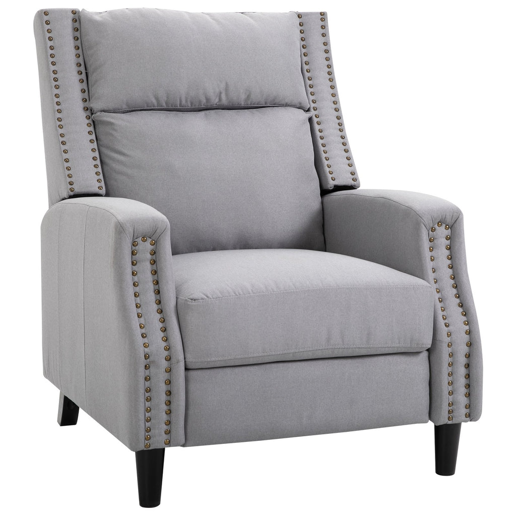Living Room Chair Recliner Reclining Sofa Chair Padded Seat Lounger with Extendable Footrest and a Linen Fabric Finish for Living Room Grey