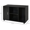 Wood Rolling File Cabinet Storage Organizer with 3 Large Open Shelves and Door Cabinet Door for Easy Storage and Mobility, Black