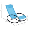 Patio Rocking Chair, Outdoor Chaise Lounger with Headrest Pillow and Breathable Fabric for Backyard, Living Room, Deck, Light Blue