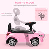 Kids Ride On Push Car, Foot-to-Floor Walking Sliding Toy Car for Toddler with Working Horn, Music, Headlights and Storage, Pink