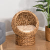Weaved Elevated Cat Bed, Hand Made Braided Banana Leaf Pet House Nest with Cushion for Kitten, 23.5" H, Brown