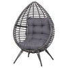 Patio Wicker Lounge Chair with Soft Cushion, Outdoor/Indoor PE Rattan Egg Teardrop Cuddle Chair with Height Adjustable Knob for Garden, Grey