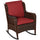 Patio Wicker Rocking Chair, Outdoor PE Rattan Swing Chair w/ Soft Cushions, Classic Style for Garden, Patio, Lawn, Wine Red