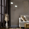 2 Light Modern Floor Lamps for Living Room, Standing Lamp with White LED, Adjustable Head, Chrome