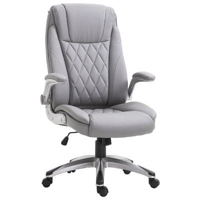 Office Chair Faux Leather Computer Rocker with Liftable Armrest Home Office