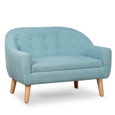 2-Seat Kids Sofa Linen Fabric and Wooden Frame Sofa for Kids and Toddlers Ages 3-6, 11