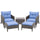 5 Pieces Rattan Wicker Lounge Chair Outdoor Patio Conversation Set with 2 Cushioned Chairs, 2 Ottomans & Glass Table, Grey