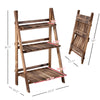 23.75" x 14.25" x 36.75" 3-Level Rustic Wooden Folding Plant Stand with Slat Bottom & Elevated Vertical Design