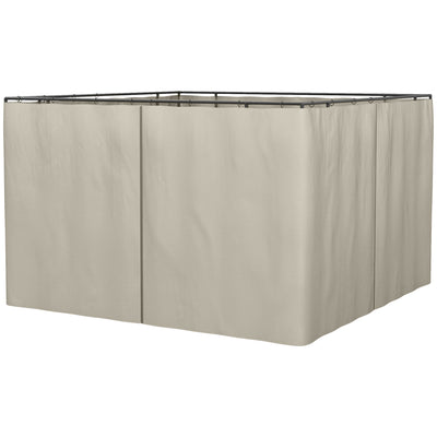 10' x 10' Universal Gazebo Sidewall Set with 4 Panel, 40 Hook/C-Ring Included for Pergolas & Cabanas, Beige