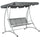 3 Person Patio Swing Seats, Porch Swing with Stand and Adjustable Canopy Outdoor Swing Chair Bench for Garden, Poolside, Grey