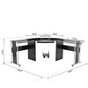 L Shaped Corner Desk 69" X 69" Modern Symmetrical Smoked Glass Top Steel Metal L-Shaped Corner Assembled Computer Desk