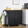 Modern Rolling Kitchen Island Cart Storage Kitchen Cart Kitchen Utility Cart with Adjustable Shelving, Black