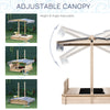 Wooden Kids Sandbox w/ Cover Adjustable Canopy Convertible Bench Seat Bottom Liner