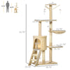 Moderm Cat Tree 52" Plush Sturdy Interactive Cat Condo Tower Scratching Post Activity Tree House Beige