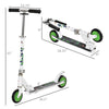 Youth Kick Scooter One-Click Foldable Height Adjustable Ride On Toy with Brake, White