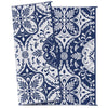RV Mat, Outdoor Patio Rug / Large Camping Carpet with Carrying Bag, 9' x 12', Waterproof Plastic Straw, Reversible Design for Backyard, Porch, Picnic, Poolside, Blue & White Floral