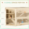 Wooden Large Hamster Cage Small Animal Exercise Play House 3 Tier with Slide Activity Center