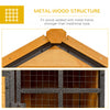 2-Level Rabbit Hutch Bunny House with Weatherproof Hinged Asphalt Roof, Removable Tray and Ramp for Outdoor