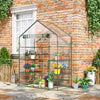 56" x 29" x 77" Mini Greenhouse, Walk-in Greenhouse, Garden Hot House with 4 Shelves, Roll-Up Door and Weatherized Cover, Deep Green