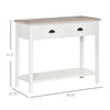 Console Table with 2 Storage Drawers and Open Shelf, Vintage Distressed Sofa Table for Hallway, Living Room, or Bedroom, White