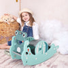 3-in-1 Kids Ride-On Rocking Horse Toy Frog Style with Basketball Hoop & Smooth Slide for Children 3-5 Years Old