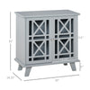 Accent Storage Cabinet Sideboard Serving Buffet Console with Fretwork Doors for Entryway, Kitchen, Dining Area, Living Room, Grey