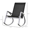 Outdoor Modern Front Porch Patio Rocking Sling Chair - Black / Silver