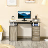 47" Computer Desk with Keyboard Tray and Storage Drawers, Home Office Workstation Table with Storage Shelves, Grey
