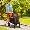 Pet Stroller with Universal Front Wheels, Shock Absorber, One Click Foldable Dog Cat Carriage with Brakes, Storage Bags, Mesh Window, Safety Leash for Large & Medium-sized Dogs, Red