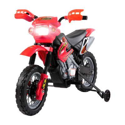 6V Kids Motorcycle Dirt Bike Electric Battery-Powered Ride-On Toy Off-road Street Bike with Training Wheels Red